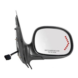 Fit System 61207F Passenger Side Mirror for Ford Expedition, Lincoln Navigator. LED Arrow Turn Signal, Black w/PTM Cover, Foldaway, Power