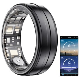 Temdan Smart Ring (2025 Upgraded),Wearable Fitness Smart Ring Health Tracker,Sleep Quality&Heart Rate&Blood Oxygen Monitoring,IP68 Waterproof,No Subscription Fees,Aluminum Lightweight,Black,Size 11