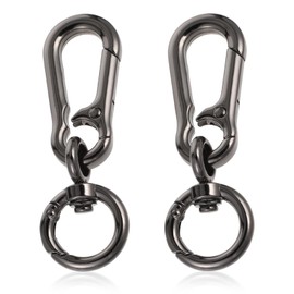 MBAIYO Metal Rotating Snap Hooks Clip, 2Pcs Car Keys Keychain Heavy Duty Keychains Metal Keychain with Swivel Joint Removable Snap Clasp Spring Swivel Buckles for Bags Car Wallet(Black)