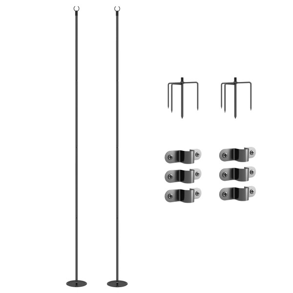 Outsunny String Light Poles, 10' Steel Light Poles for Outside,