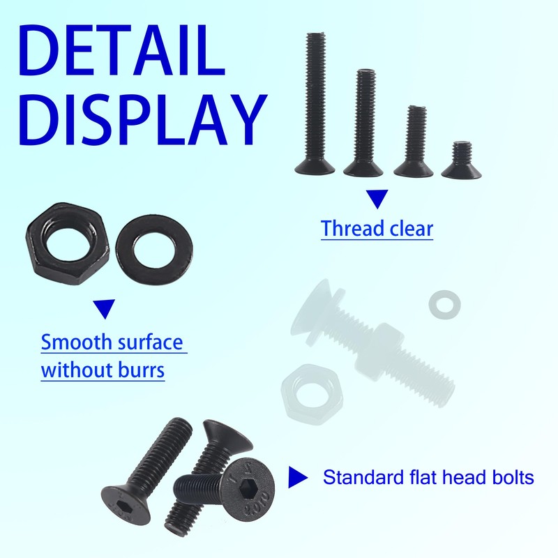 HVDHYY M3 M4 M5 M6 Nut and Bolt Set Black