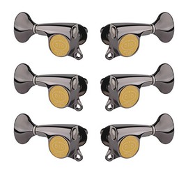 Gotoh Mini 510 3+3 Guitar Tuners with Metal Knobs, Cosmo Black