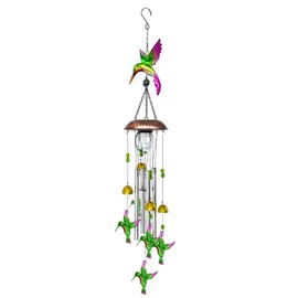 Hummingbird Solar Wind Chimes 33.5 Inch Wind Chimes Outdoor with Crackled Glass Ball Decorative Hanging in Garden, Yard, Patio