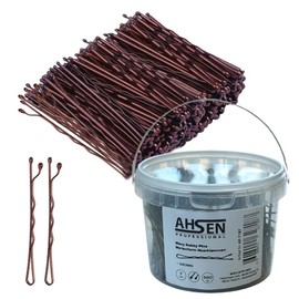 Ahsen Professional Wavy Bobby Pins 7 cm Brown Hair Clips with Storage Box Brown