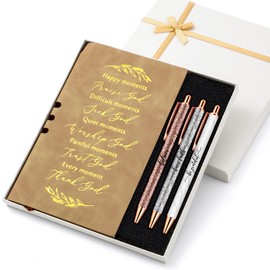 Spakon 5 Pcs Christian Gifts Prayer Journal Religious God Notebook Pen with Gift Box Scripture Notepad for Pastor Appreciation Day Gift Church Sunday School Teacher Favors(Khaki, Bible)