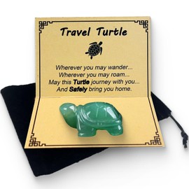 YINGLUBEN Travel Gifts for Women and Men, Creative Travel Turtle, Jewelry Gifts for People Who Travel A Lot Travelers Turtle with Encouragement Card and Bag