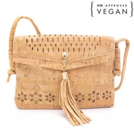 Cork tassel crossbody Shoulder bag Laser Cut design purse