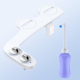 Bidet Attachment for Toilet, Non-Electric Self Cleaning Dual Nozzle (Feminine/Posterior), Adjustable Water Pressure, Cold Water Sprayer Bidet for Existing Toilets