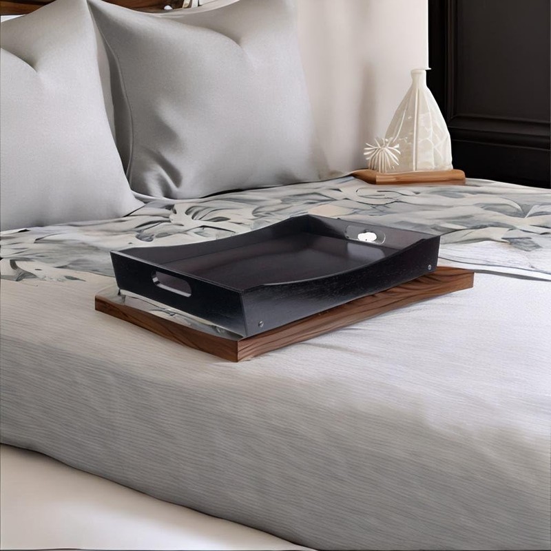 Ergode Elegant Wood Bed Tray - Foldable Legs, Dark Espresso