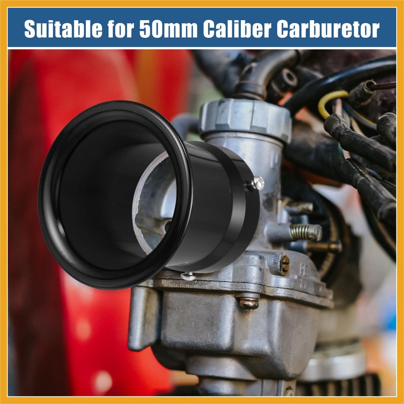 Partuto 50mm Velocity Stack Motorcycle Velocity Stack Aluminum Alloy Black