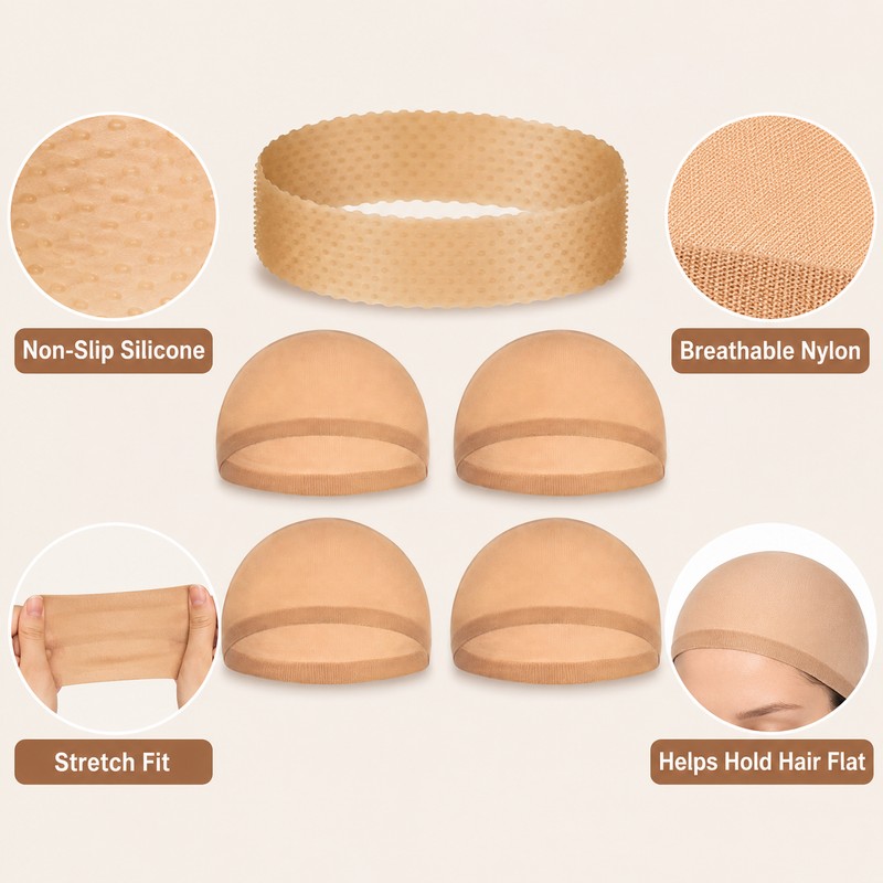Wig Caps for Women - 5 Piece Non-Slip Silicone Grip