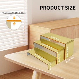 CRAFTIFANO Acrylic Display Risers 2 Sets 3 Tier Cupcake Stand for Dessert Jewelry Pop Figures Shelves Retail Shoe Showcase (Gold)