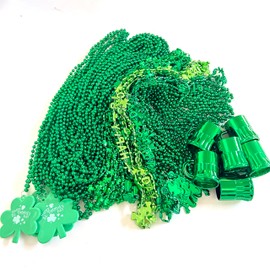 YSPPF 80 Pcs With 7 Styles St. Patrick's Day Green Shamrock Beads Necklaces Irish Green St. Patrick's Day Parade Party Gift Accessories