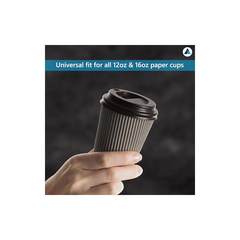 Nationwide Paper Black 8oz Plastic Lids for Coffee Cup, Insulated