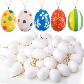 Polystyrene Eggs for Craft 6 x 4cm - 12Pcs Easter Decorations Foam Egg Painting White Craft Eggs Hanging Ornaments for Indoor Outdoor Home Office Easter Tree Party Supplies, Easter Gifts for Kids