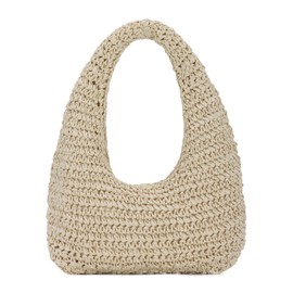 LUI SUI Crescent Straw Purse for Women Summer Beach Raffia Hobo Handbag Woven Tote 2025