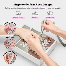 Depvko Nail Dust Collector Nail Tech, Nail Extractor Vacuum Cleaner with Lamp&Reusable Filter &Brush, Adjustable Electric Nail Fan Dust Vacuum for Manicure Acrylic Gel Nail Polishing, Low Noise, White