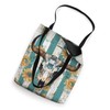 Boho Chic Chrysanthemum Flower Turquoise Western Bull Skull Tote Bag