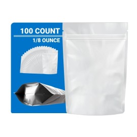 Loud Lock Mylar Bags 100 Count - 1/8 Ounce All White Zip Seal Bags