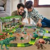 215 Pcs Glow-in-the-Dark Dinosaur Park Jurassic Race Track Train Playset