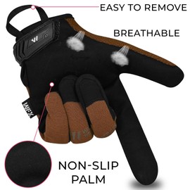 WFX Safety Work Gloves Men & Women Gardening Working Mechanic Gloves Flexible Breathable Padded Palm Protection Synthetic Leather Multi Functional Heavy Duty Construction Builder (Brown, L)