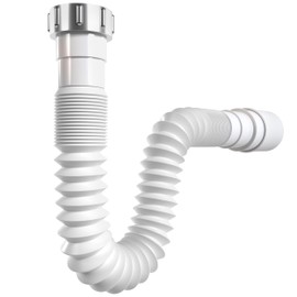 Poppstar Flexible Sink Waste Pipe for Kitchen 1 1/2" x 40-50mm (Drain Hose 320-880mm), White