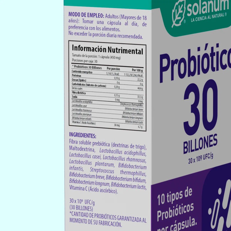 Solanum Probióticos 30 Billones 450mg 30 Cápsulas Sfn