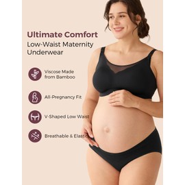 Momcozy Maternity Underwear Seamless, Pregnancy Postpartum Panties Under Bump Maternity Underwear Cotton 4 Pack
