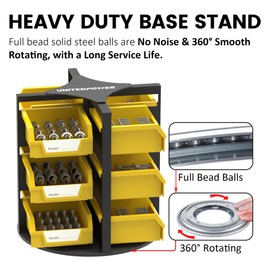 UNITEDPOWER Rotating Storage Bins, Tool Organizer, Hardware Crafts, Small Parts, Nuts and Bolts, Revolving 12 Bins Storage for Workshop, Shed, Garage, Home