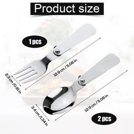 2pcs Replacement Spoons and 1pc Fork Compatible with Thermos Funtainer 10oz Insulated Food Jar, Stainless Steel Metal Folding Spoon Portable Foldable Spoon Utensils for Thermos Part, Dishwasher Safe