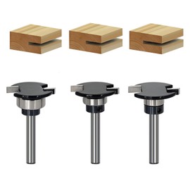 SICWOOD 3pcs Top Bearing Slot Cutter Router Bit Set - 1/4 Inch Shank, 5/32" Cutting Height, Wood Slotting Cutter Bit, for Groove Edges, 1/4" 5/16" 3/8" Depth