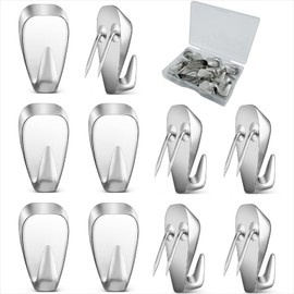 Hufopik 10 Pcs Cubicle Hooks - Fabric Panel Wall Clips for Hanging Coats, Pictures, Supports up to 40 lbs (Silver)