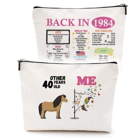 VICBOU 40th Birthday Gifts for Women Mom, Funny Birthday Gifts for 40 Year Old Woman 40th Anniversary Makeup Bag Unicorn Mothers Day Christmas Appreciation Gifts Cosmetic Bag for Women Mom Aunt