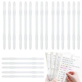 Paper Fasteners, Pack of 20 Colorful/Clear White Flexible, 2 Holes, Document Binding, Durable, Office Stationery, Document Organizer, File Fasteners, Book Binders (Clear White)