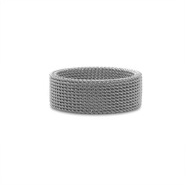 Uarein 1Pc Stainless Steel 8mm Mesh Ring for Women Men.Fashion Wide Woven Mesh Ring Comfort Fit Wire Mesh Band Ring Punk Jewelry Gifts for Wife (Silver, 9)