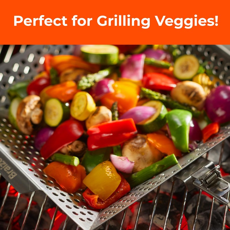 Heavy-Duty Stainless Steel Grill Basket – 12" x 13.75" BBQ