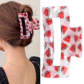 Fruit Hair Clip Watermelon Hair Claw Clips for Girl Summer Fruit Hair Barrette Lager Square Jaw Clip Women Hair Accessories for Spring Summer Birthday Date Hawaii Party (04)