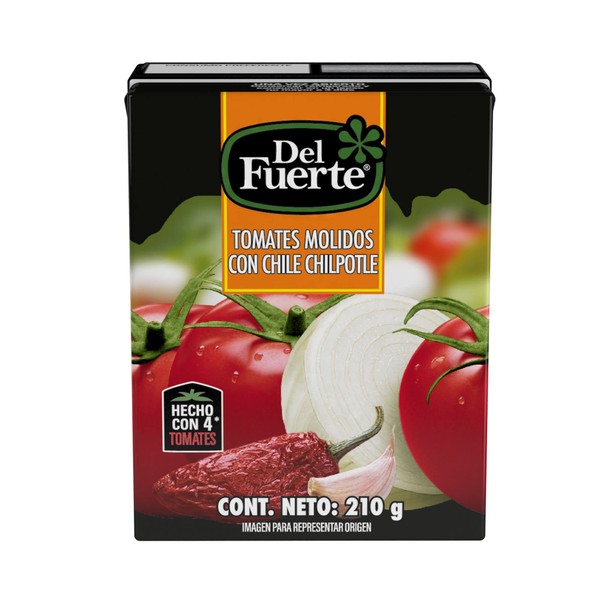 Del Fuerte Pure de Tomate con Chile Chipotle Tetra 210g Pequeño