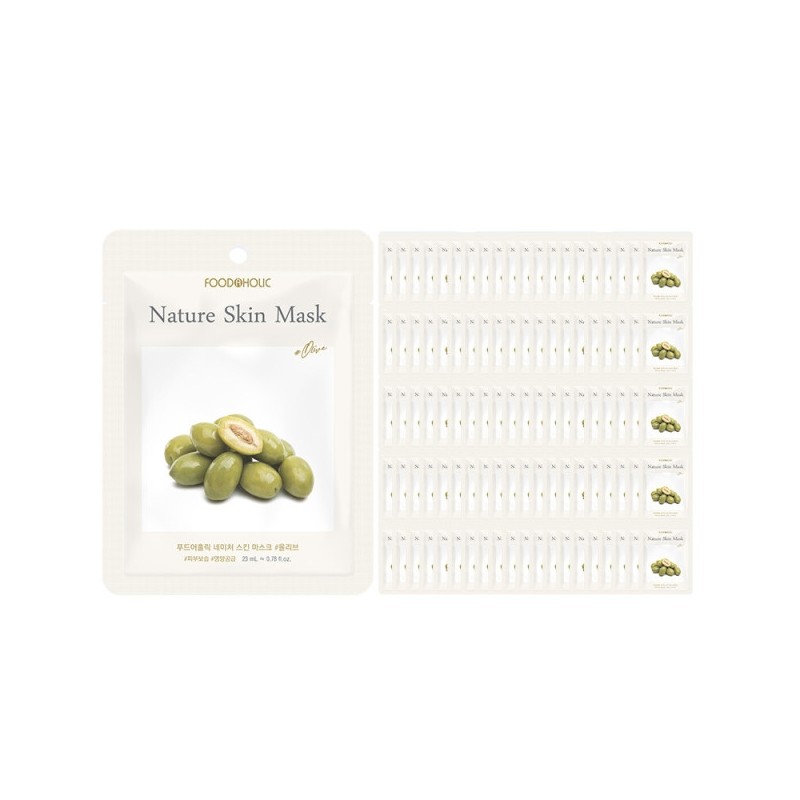 (100 sheets) Foodaholic Nature Skin Olive Mask Pack / (100매)푸드어홀릭