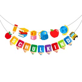 2 x school child garland, school decoration 2025, colourful school child decoration with sugar bags, garland first day of school for boys / girls, bunting chain, first day of school party, craft