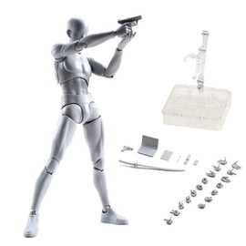 Action Figure, Body-kun, DX & Body-chan, DX PVC Model, SHF, Kids, Collector, Toy, Gift, Drawing Mannequin Figure, Model for Artists (Gray Male)