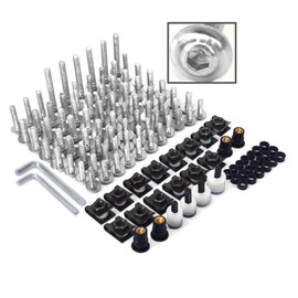 An Xin Aluminium Universal Billet Complete Motorcycle Windscreen Fairing Bolt Kit Screws Nut for Honda Yamaha Suzuki Kawasaki Dirt Bike (Silver)