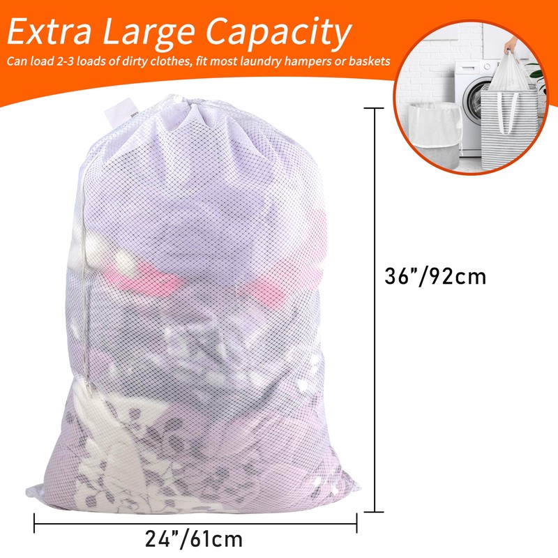 Polecasa Extra Heavy Duty Large Diamond Mesh Laundry Bags with
