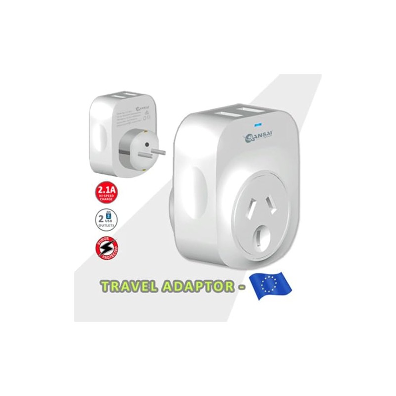 Sansai 2 x USB Europe Travel Adaptor