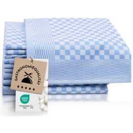 ZOLLNER 10er Set Geschirrtücher Baumwolle in 46x70 cm - super saugstarke und robuste Küchentücher – waschbar bis 60°C – in blau kariert - Gastronomiequalität - Oeko Tex® Zertifiziert