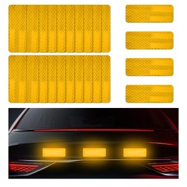 DXNQ 24 PCS Warning Reflective Stickers, Waterproof Night Visibility Safety Reflective Sticker, Stick-on Anti-Scratch Reflective Tape for SUVs Pickup Trucks, Car Exterior Accessories (Yellow)