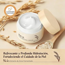 Crema Hidratante de Arroz con Ceramida, Crema Facial Coreana para Levantar y Reafirmar la Piel, Nutre Profundamente, Calma y Mejora la Textura para Todo Tipo de Piel (2 PCS)