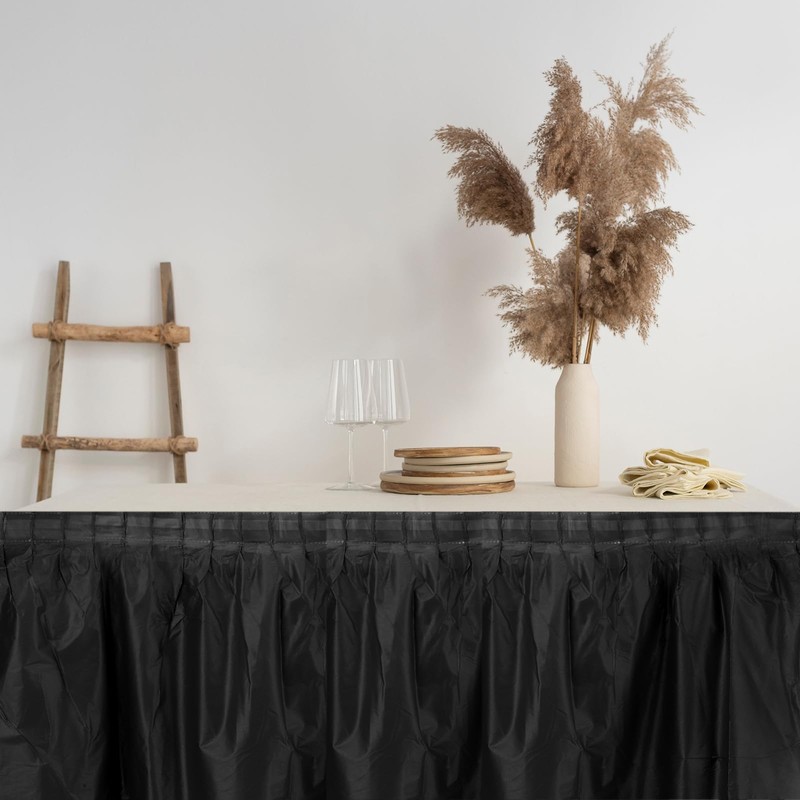 sourcing map 1 Pack Black Plastic Table Skirts, 29 in