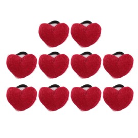 10pcs Wrist Pin Cushion Soft Elastic Heart Shaped Wearable Needle Cushion for Sewing Quilting Needlework Red
