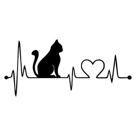 JMM Industries Cat Heartbeat Vinyl Decal Sticker Car Window Bumper Premium Quality UV Resistant Die Cut (Black, 5-Inches)